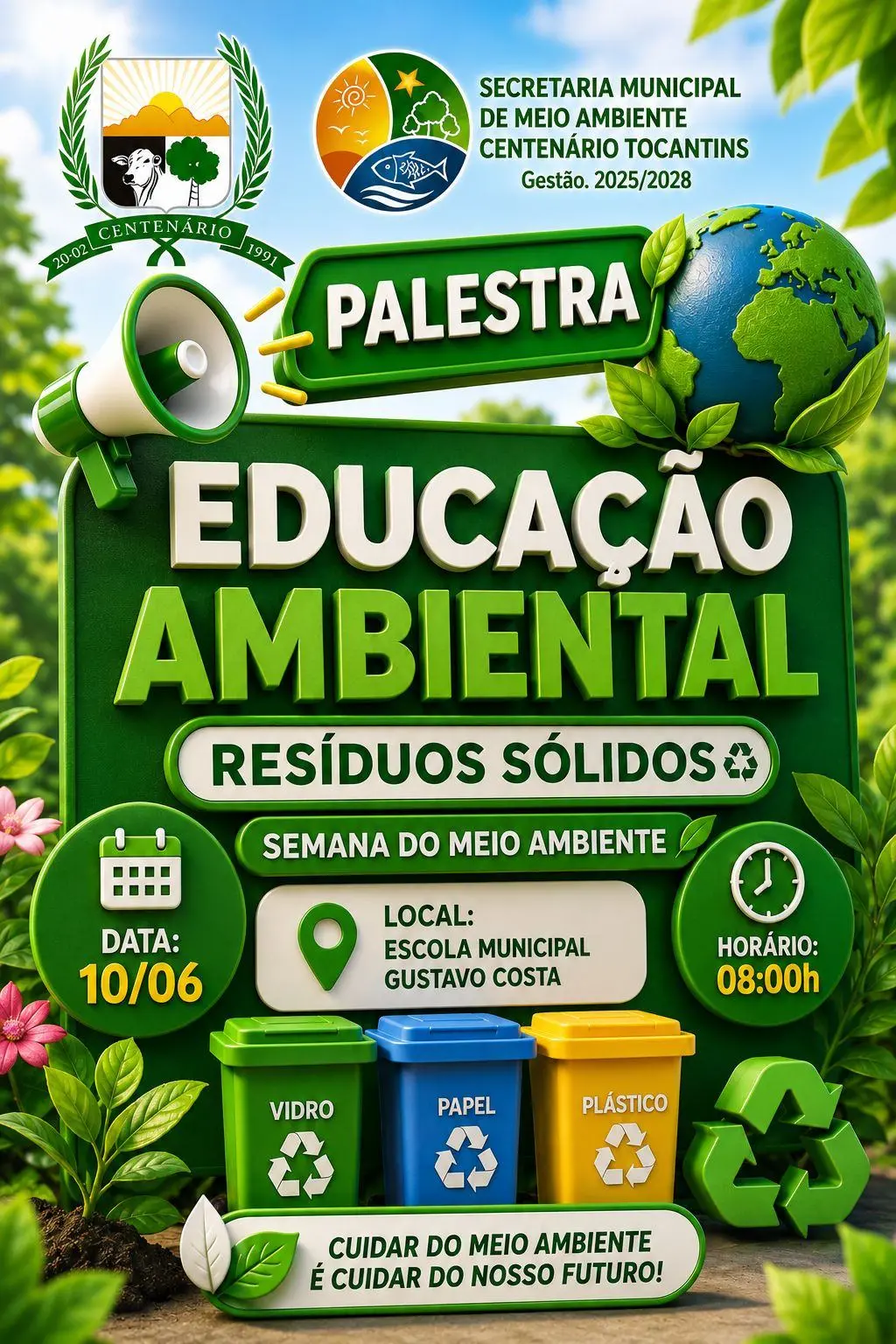 Palestra de Educação Ambiental – Resíduos Sólidos, realizada em alusão à Semana do Meio Ambiente.
